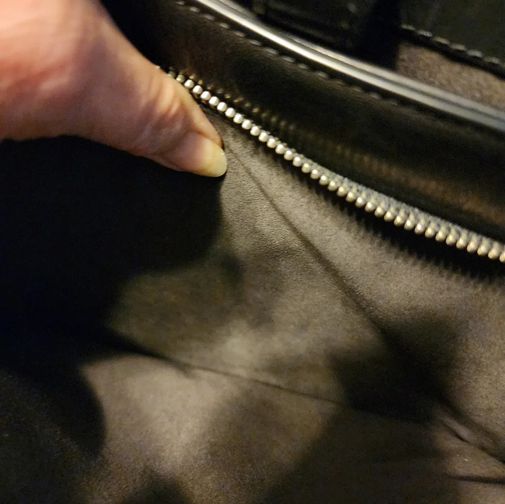 Coach Black Leather Briefcase with Silver Accents